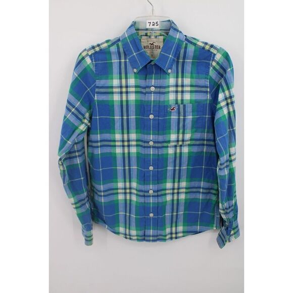 Hollister Mens Blue White Green Striped Button up Shirt size small - Picture 1 of 8